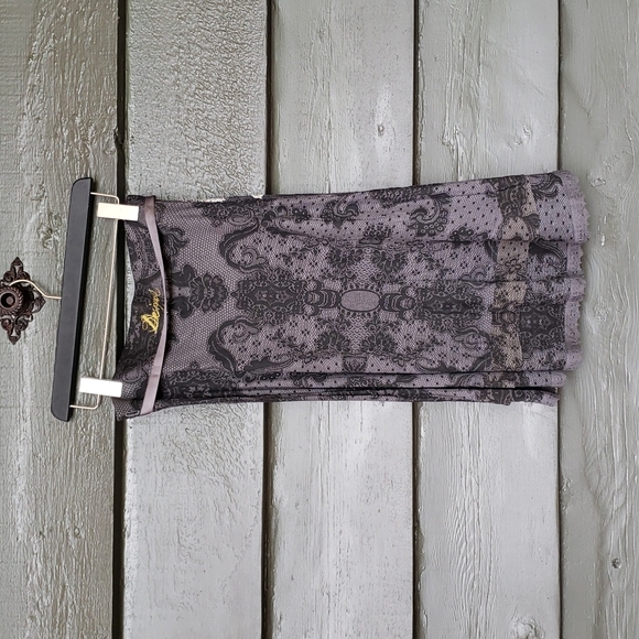 DESIGUAL Sacha Skirt Gray Lace Print sz M Women's - Picture 6 of 11